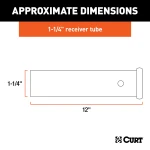 CURT raw finish steel receiver tube 12 inch, 1-1/4 inch opening for welding