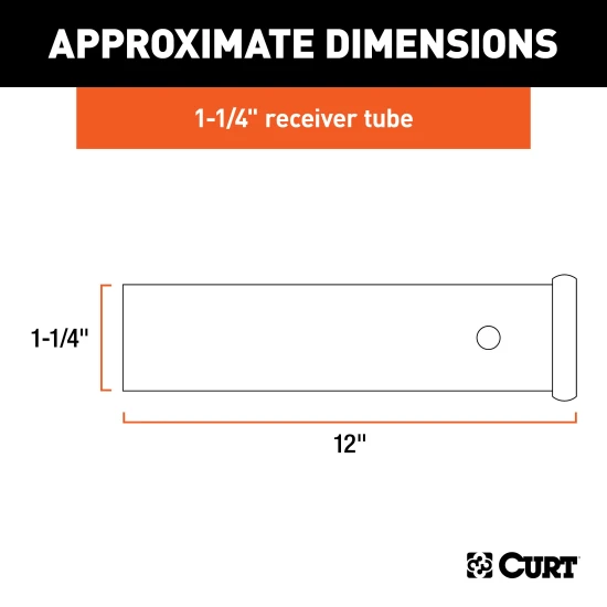 CURT raw finish steel receiver tube 12 inch, 1-1/4 inch opening for welding