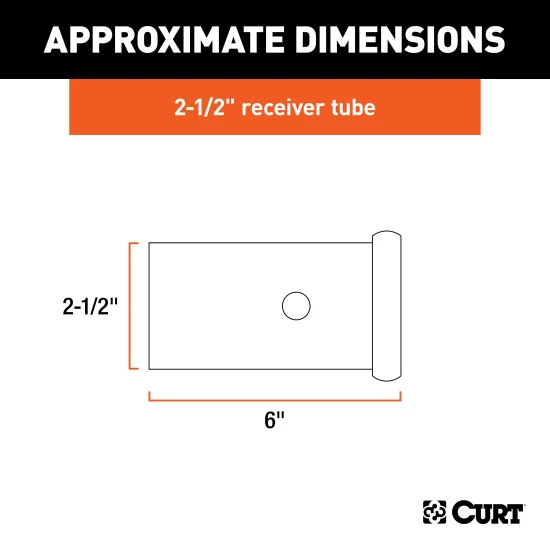 CURT 2-1/2 inch receiver tube with 1/2 inch collar, raw finish for welding