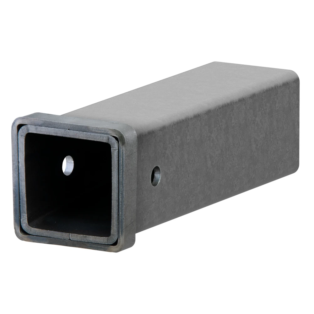 CURT steel receiver tubing, raw finish, 3 inches x 3 inches, 12 inches long, reinforced collar, pre-drilled hitch pin hole