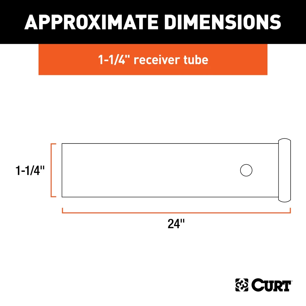 CURT steel receiver tube 24 inch with reinforcing collar, raw finish