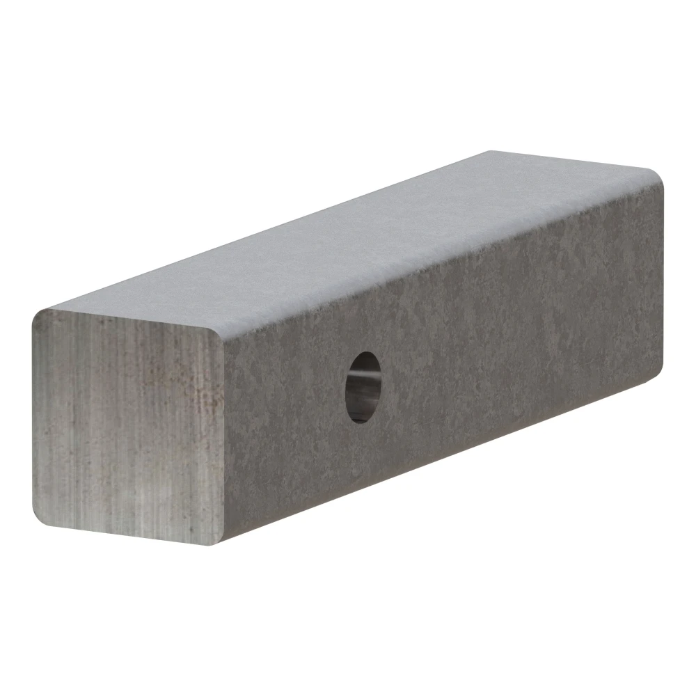 CURT steel hitch bar with 2x2 shank, pre-drilled hole, raw finish, 8 inch length, fits 2 inch receiver