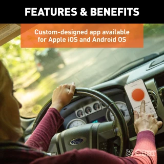 CURT Echo mobile trailer brake controller connected to a smartphone for wireless control