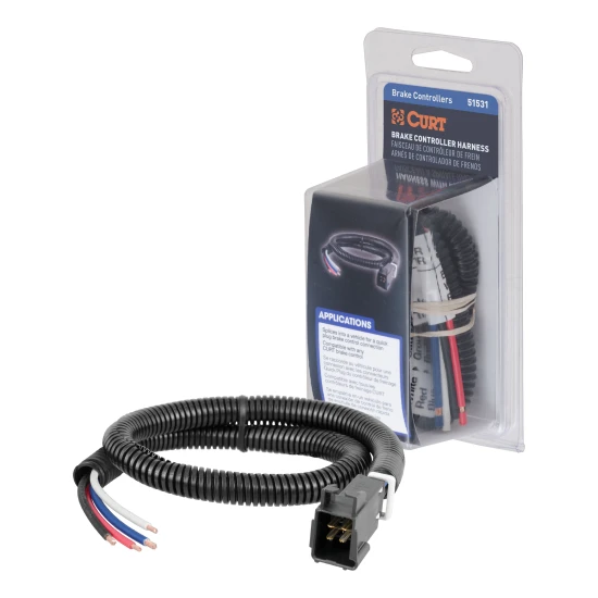 CURT quick plug brake controller harness with slit loom sleeve for easy trailer brake connection and enhanced towing safety