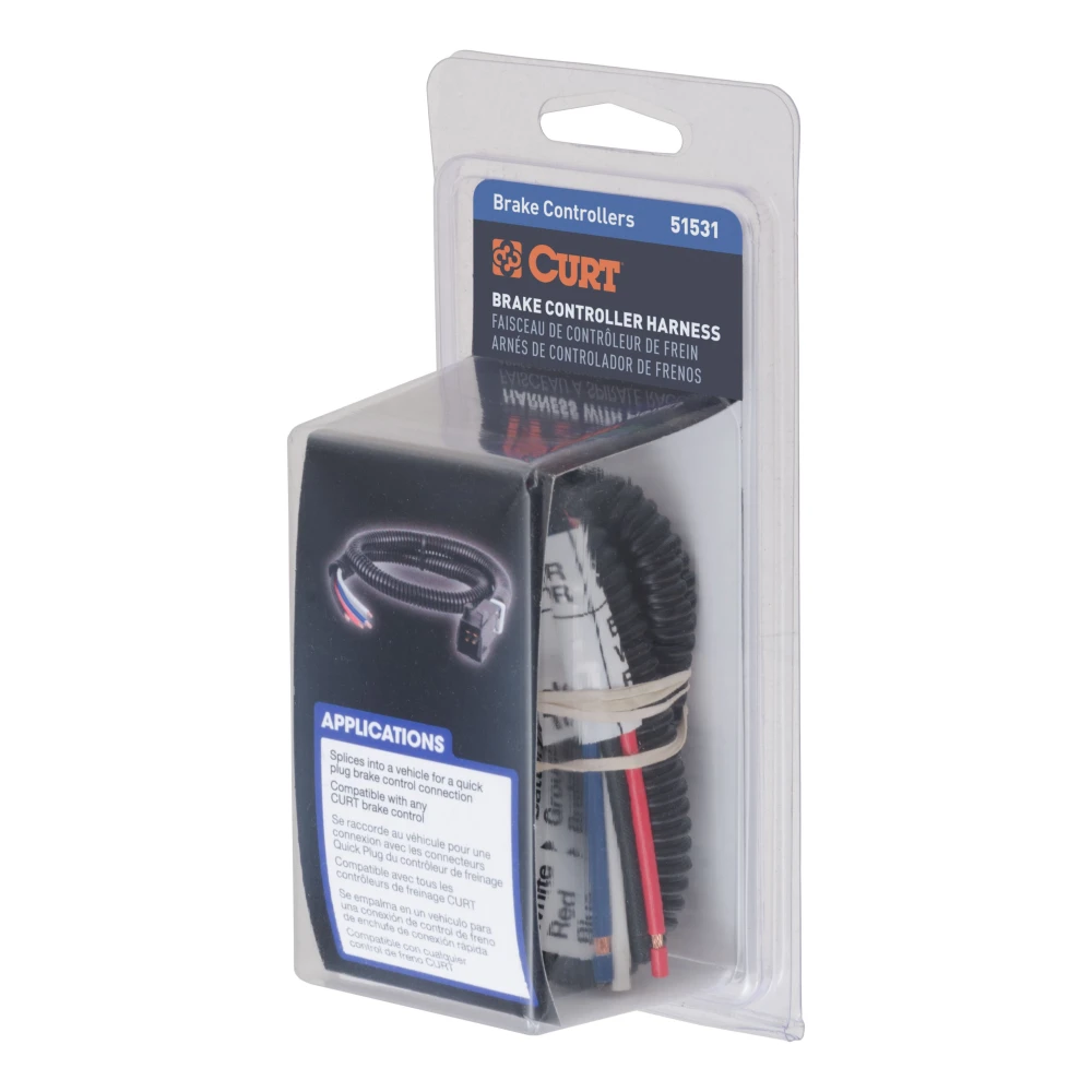 CURT quick plug brake controller harness with slit loom sleeve for easy trailer brake connection and enhanced towing safety