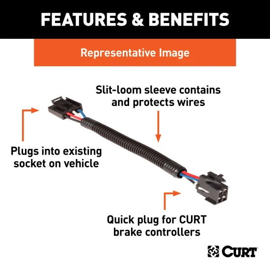 CURT quick plug brake controller harness for easy installation with Tekonsha