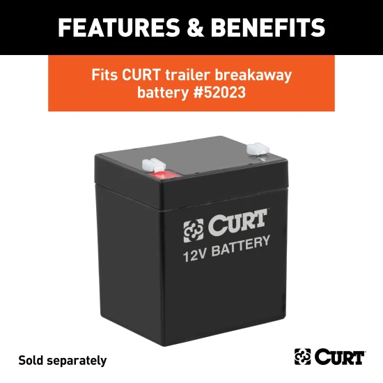 CURT Trailer Breakaway Kit Battery Case with Lockable Lid CURT breakaway battery case for trailer safety with lockable lid and polyethylene construction