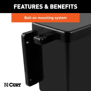 CURT Trailer Breakaway Kit Battery Case with Lockable Lid CURT breakaway battery case for trailer safety with lockable lid and polyethylene construction