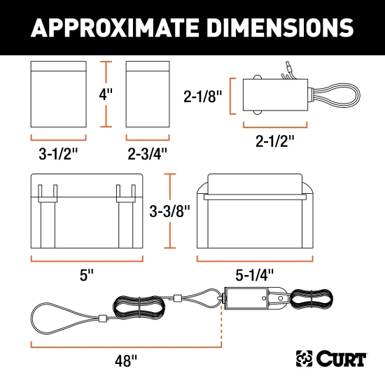 CURT Soft-Trac 1 breakaway kit with 12-volt rechargeable battery and components