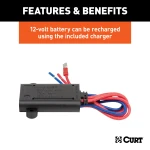 CURT Soft-Trac 1 breakaway kit with 12-volt rechargeable battery and components