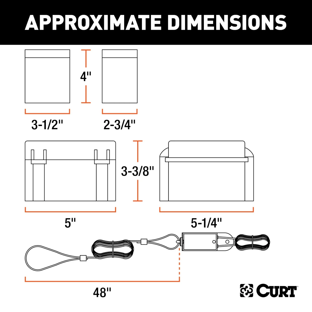 CURT breakaway kit showing lockable battery case and nylon switch for trailer safety