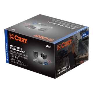 CURT breakaway kit showing lockable battery case and nylon switch for trailer safety
