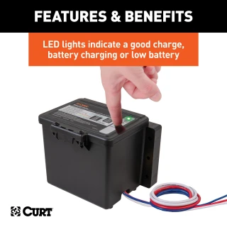 CURT breakaway kit featuring push-to-test battery and durable case