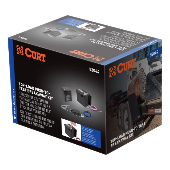 CURT breakaway kit featuring push-to-test battery and durable case