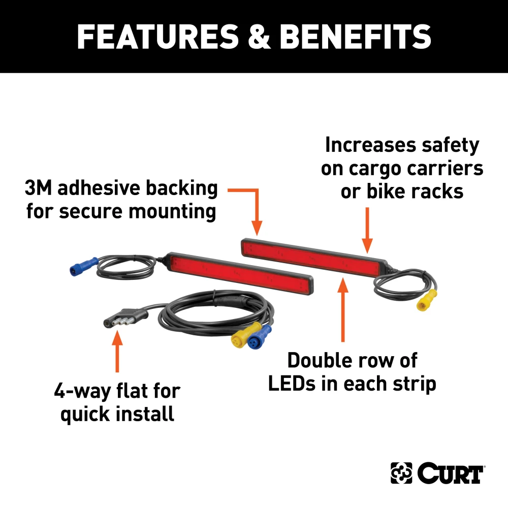 CURT LED indicator lights with 3M adhesive for hitch-mounted use