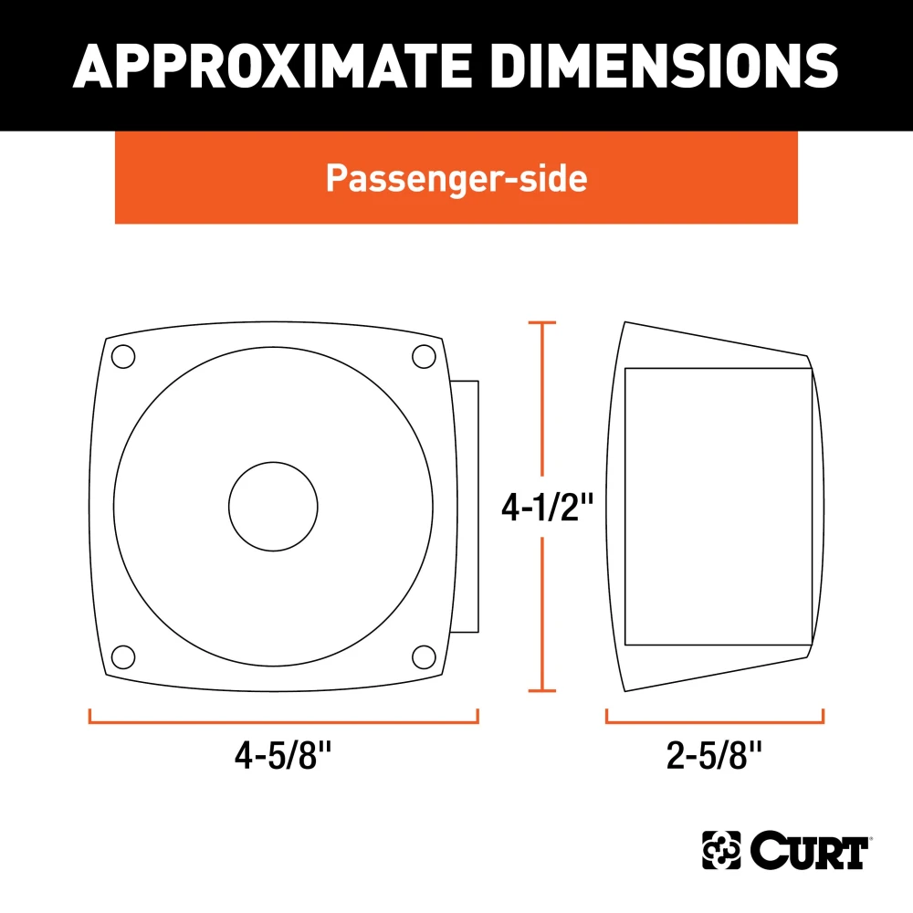 CURT passenger-side trailer light with red lenses and molded housing for towing