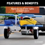 CURT passenger-side trailer light with red lenses and molded housing for towing