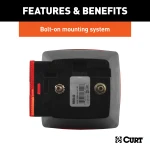 CURT passenger-side trailer light with red lenses and molded housing for towing