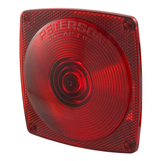 CURT red replacement lens for trailer lights, fits driver side, square shape, DOT-approved.