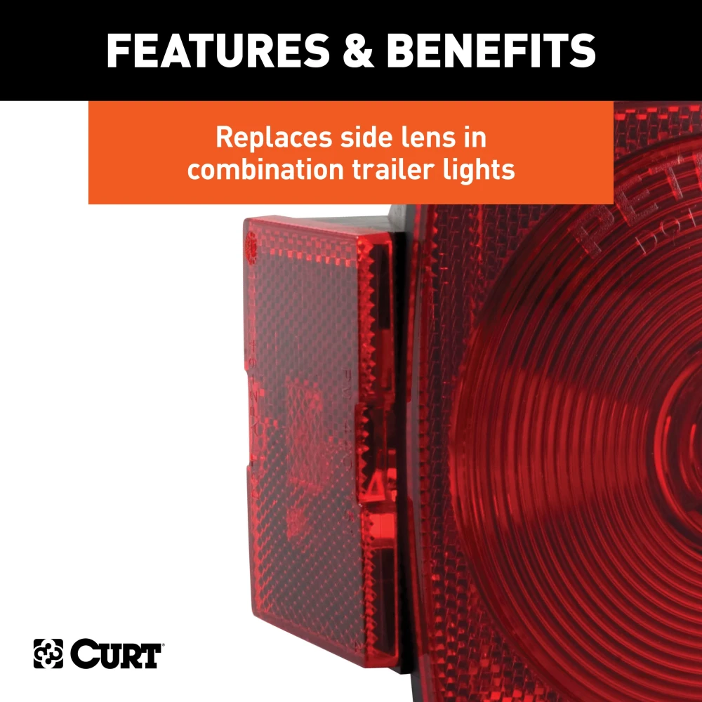 CURT combination light replacement lens, red, rectangular shape, fits CURT #53440 and #53441 trailer lights