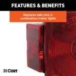 CURT combination light replacement lens, red, rectangular shape, fits CURT #53440 and #53441 trailer lights