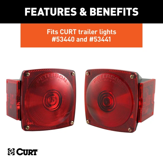 CURT combination light replacement lens, red, rectangular shape, fits CURT #53440 and #53441 trailer lights