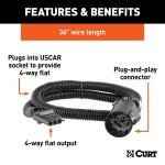 CURT custom wiring connector with 4-way flat socket for trailer wiring