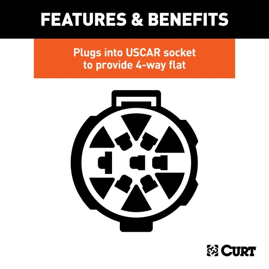CURT custom wiring connector with 4-way flat socket for trailer wiring