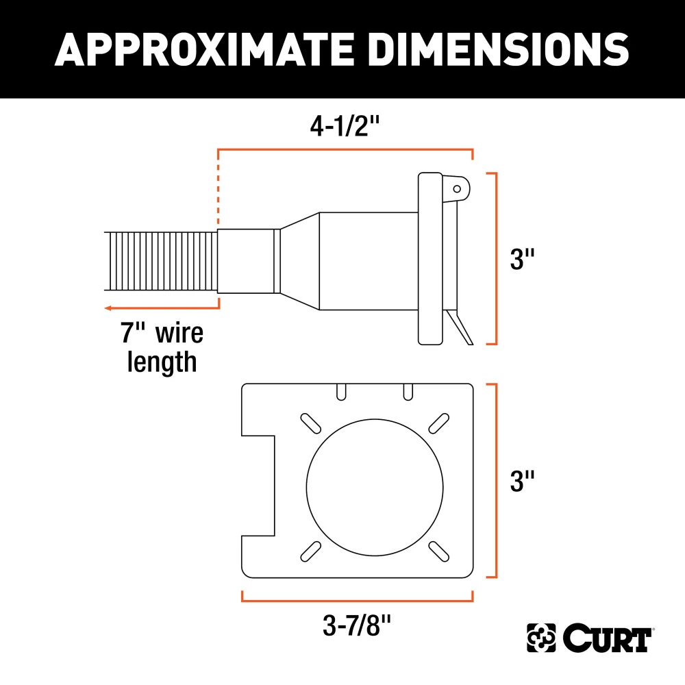 CURT custom wiring connector with dual 7-way and 4-way output sockets and mounting bracket