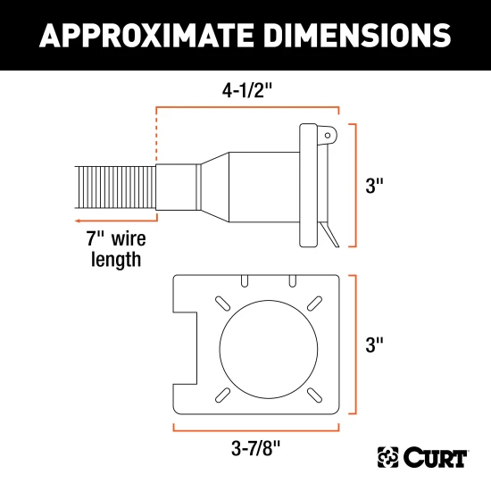 CURT custom wiring connector with dual 7-way and 4-way output sockets and mounting bracket