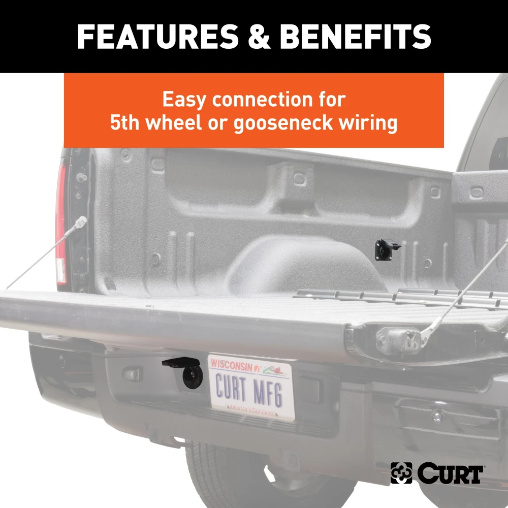 10-foot CURT 5th wheel and gooseneck trailer extension harness, ideal for extra truck bed connectivity.