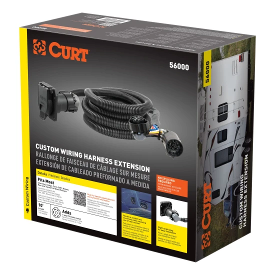 10-foot CURT 5th wheel and gooseneck trailer extension harness, ideal for extra truck bed connectivity.