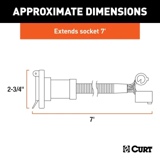 CURT 5th wheel and gooseneck extension harness with 7-way RV blade connector, in a truck bed setup.