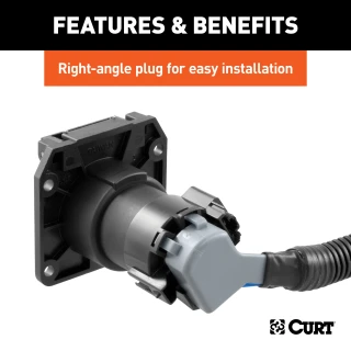 CURT 5th wheel and gooseneck extension harness with 7-way RV blade connector, in a truck bed setup.