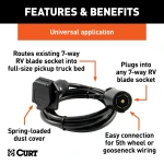 CURT extension harness for 5th wheel and gooseneck trailers with 7-foot length in truck bed