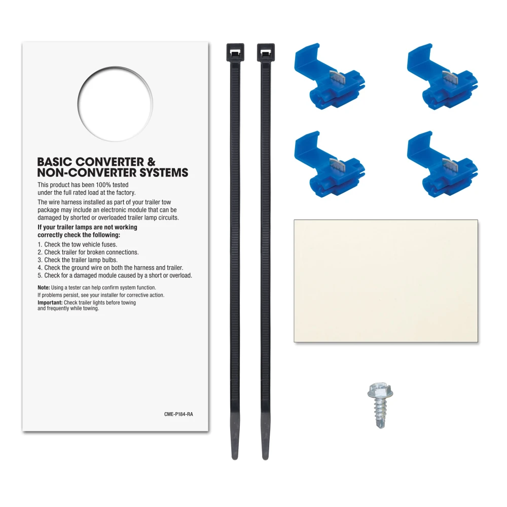 CURT Electrical Converter showing 4-way flat plug and colored wires, converts vehicle wiring for safe trailer towing.