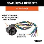 CURT 7-way USCAR replacement harness with 24-inch wires for trailer connection
