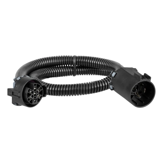 CURT USCAR 24-inch extension harness for flexible brake controller installation with protective slit loom.