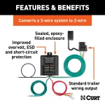 CURT taillight converter with 4-way flat output for trailer wiring.