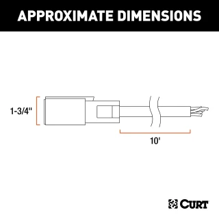 CURT 7-way RV blade replacement harness with color-coded wires and a 10-foot cable for trailers.