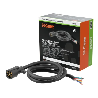 7-way RV blade replacement harness with 6-foot cable and protective sleeve
