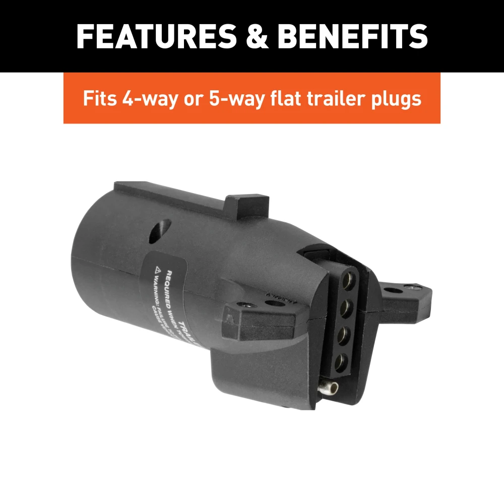 CURT electrical adapter for 7-way RV blade socket to 4-way 5-way flat trailer plug, supports LED lights