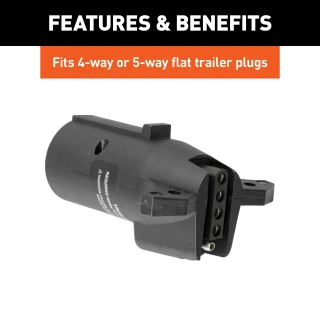 CURT electrical adapter for 7-way RV blade socket to 4-way 5-way flat trailer plug, supports LED lights