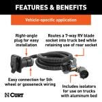 CURT 7-foot extension harness for 5th wheel and gooseneck trailers in truck bed