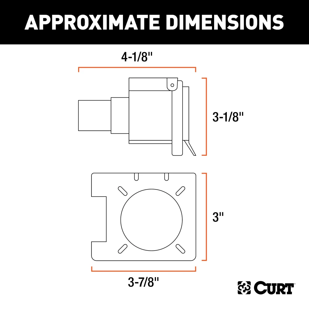 CURT custom 7-way and 4-way vehicle-to-trailer wiring connector with backup alarm