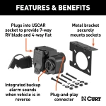 CURT custom 7-way and 4-way vehicle-to-trailer wiring connector with backup alarm
