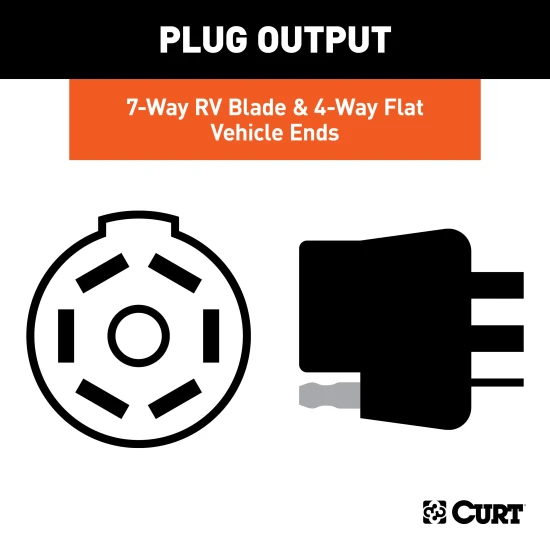 CURT custom 7-way and 4-way vehicle-to-trailer wiring connector with backup alarm