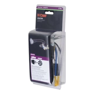 CURT electrical adapter, connects 4-way flat vehicle sockets to 6-way round trailer plugs with diecast construction