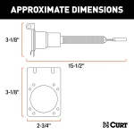 CURT electrical adapter that connects a 4-way flat vehicle socket to a 7-way RV blade trailer plug with mounting bracket.