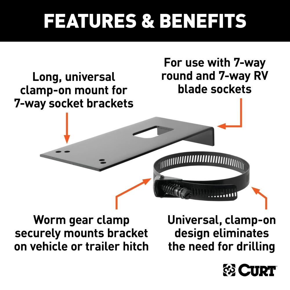 CURT electrical connector bracket for mounting trailer wiring securely